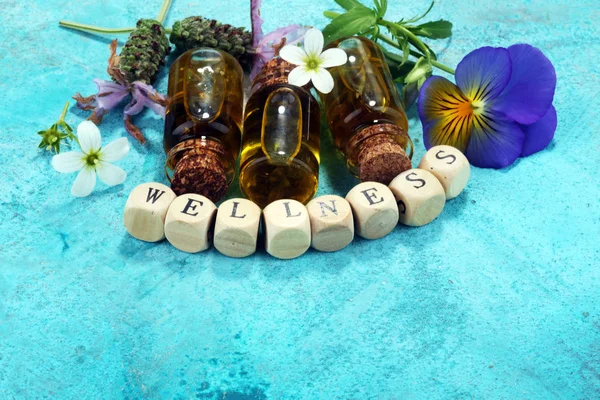 Wellness Sign Wooden Cubes Vintage Background — Stock Photo, Image