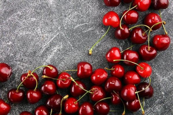 Cerise Cerises Fraîches Rouges Dans Bol Tas Cerises Sur Table — Photo