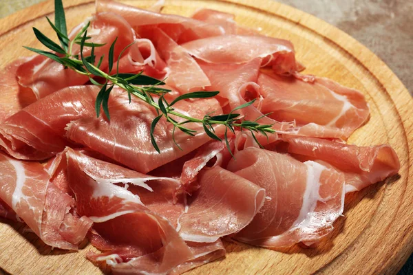 Italian Prosciutto Crudo Jamon Parsley Raw Ham — Stock Photo, Image