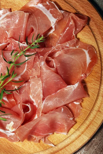 Włoskiego Prosciutto Crudo Lub Jamon Pietruszki Surowa Szynka — Zdjęcie stockowe