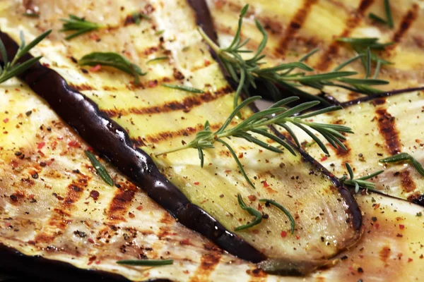 Grillad Aubergine Smaksatt Med Olivolja Vitlök Och Mynta Dietary Vegetariska — Stockfoto