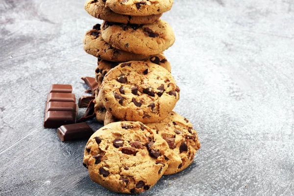 Biscuits Chocolat Sur Une Table Rustique Biscuits Chocolat — Photo