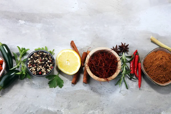 Spices Herbs Table Food Cuisine Ingredients — Stock Photo, Image