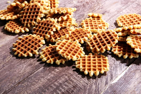 Traditional Belgian Waffles Wooden Background — Stock Photo, Image