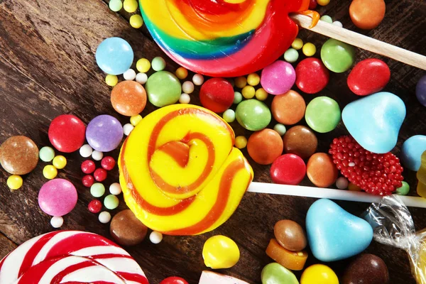 Caramelle Con Gelatina Zucchero Colorata Gamma Diversi Dolci Dolcetti Bambini — Foto Stock