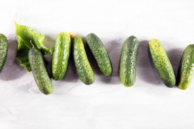 Yaprak ve çiçek doğal sebze organik gıda ile taze yeşil salatalık.