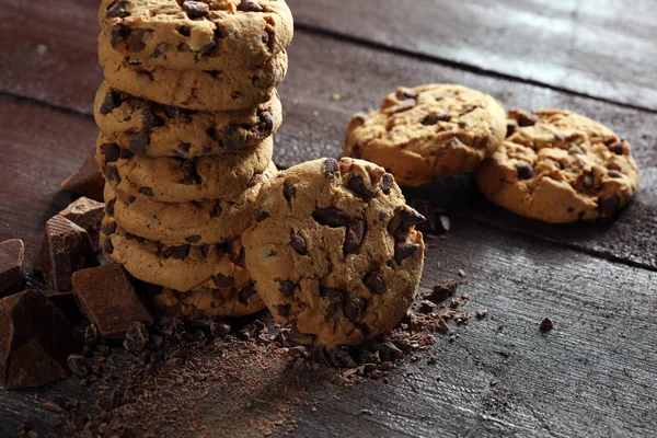 Chocolate Cookies Table Chocolate Chip Cookies Shot — Stock Photo, Image