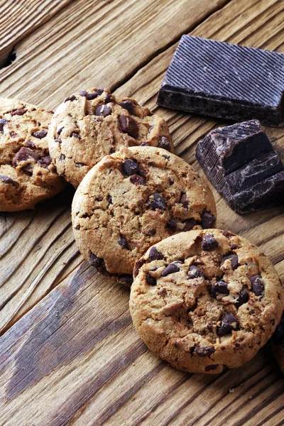 Chocolate Cookies Table Chocolate Chip Cookies Shot — Stock Photo, Image
