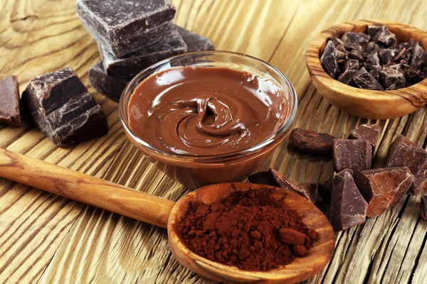 Derretir Chocolate Chocolate Derretido Con Remolino Chocolate Muchos Apilan Las — Foto de Stock