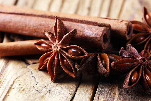 Cinnamon Star Anise Christmas Holiday Ooden Boards Background Royalty Free Stock Images