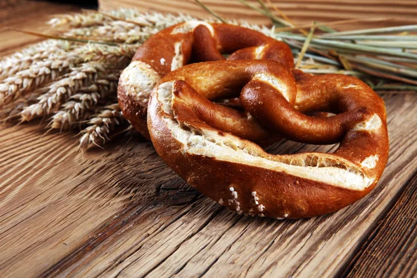 German Pretzels Salt Close Table — Stock Photo, Image