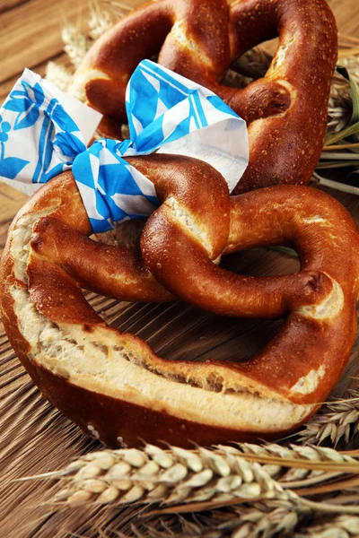 German Pretzels Salt Close Table — Stock Photo, Image