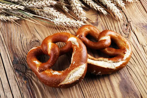 German Pretzels Salt Close Table — Stock Photo, Image