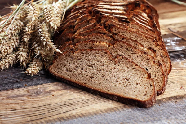 Хлеб Режут Сверху Борту Дизайн Постера Кухни Пекарни — стоковое фото