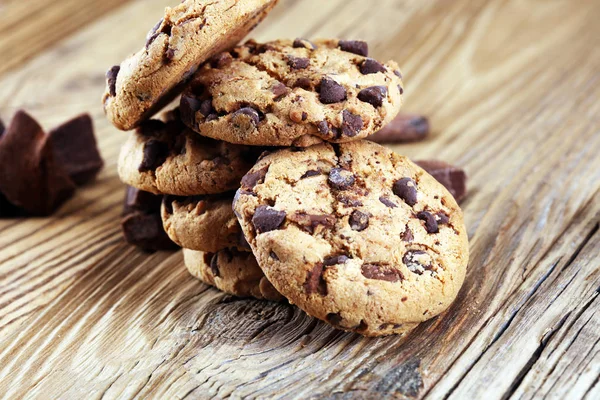 Schokoladenkekse Auf Dem Tisch Chocolate Chip Cookies Erschossen — Stockfoto