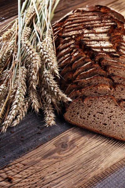 Хлеб Режут Сверху Борту Дизайн Постера Кухни Пекарни — стоковое фото