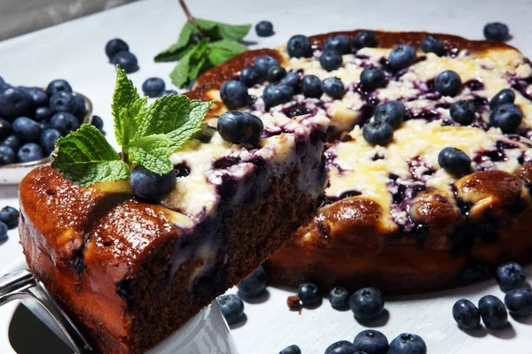Blueberry Pie Homemade Lemon Cupcake Blueberries Delicous Dessert Blueberry Tart — Stock Photo, Image
