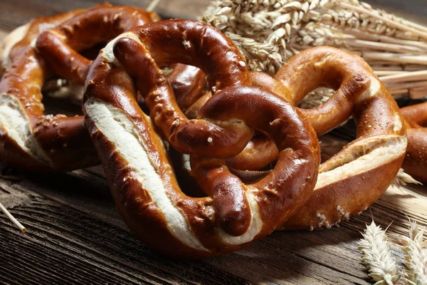 German Pretzels Salt Close Table — Stock Photo, Image