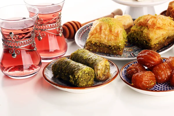 Plats Moyen Orient Arabes Dessert Turc Baklava Aux Pistaches — Photo