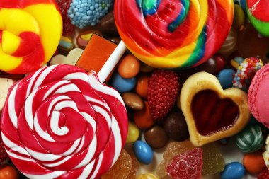 jöle ve şeker ile şekerler. renkli dizi farklı childs tatlılar ve muamele etmek