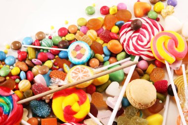 jöle ve şeker ile şekerler. renkli dizi farklı childs tatlılar ve muamele etmek