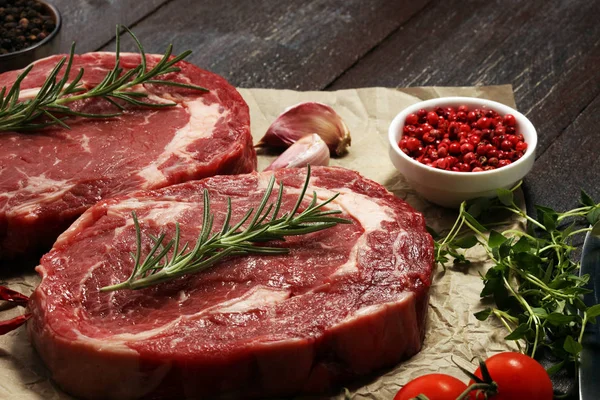 Filete Crudo Barbacoa Rib Eye Steak Carne Seca Envejecida Wagyu — Foto de Stock