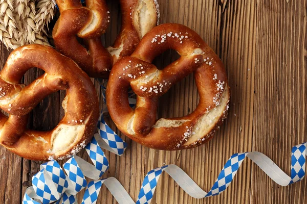 German Pretzels Salt Close Table — Stock Photo, Image