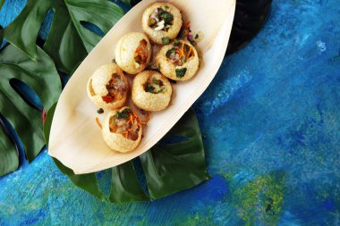 Pani Puri Hint sokak gıda. Golgappe, sohbet madde, Hindistan