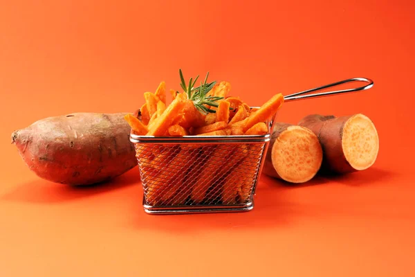 Patatas Fritas Dulces Horneadas Caseras Saludables — Foto de Stock