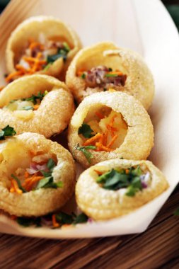 Pani Puri Hint sokak gıda. Golgappe, sohbet madde, Hindistan