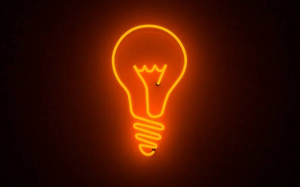 glowing neon light light bulb. 3d rendering on black background