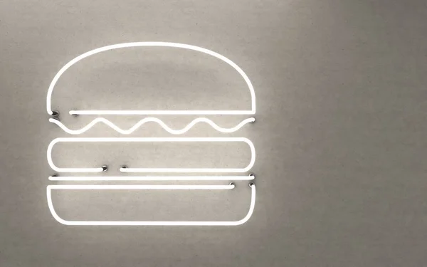 Burger Ringan Neon Yang Bersinar Rendering — Stok Foto