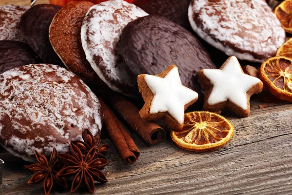 Panes Jengibre Alemanes Típicos Como Lebkuchen Aachener Printen Galletas Navidad — Foto de Stock