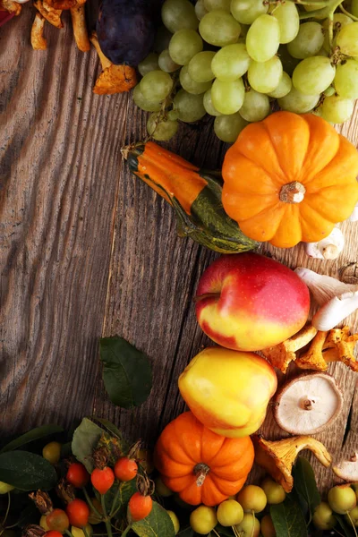 Herfst Natuur Concept Herfst Groenten Fruit Hout Thanksgiving Diner Maïs — Stockfoto