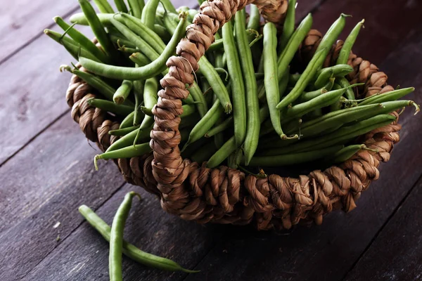 Gezonde Groene Bonen Van Markt Landbouwer Bush Bonen — Stockfoto