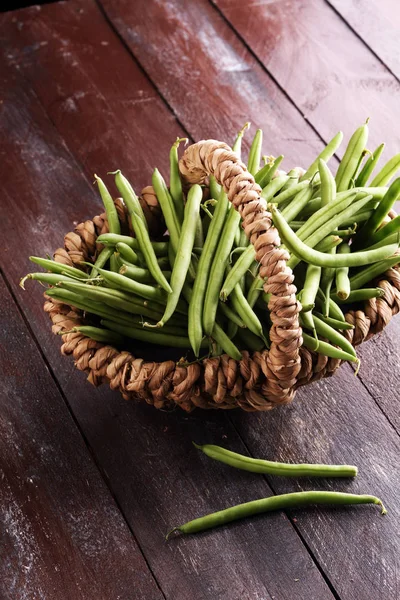 Judías Verdes Sanas Del Mercado Agricultores Habas — Foto de Stock