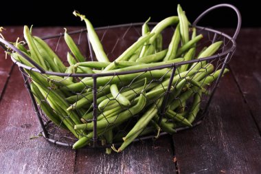 çiftçi pazar veya çalı fasulye sağlıklı yeşil fasulye