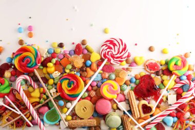 jöle ve şeker ile şekerler. renkli dizi farklı childs tatlılar ve muamele etmek