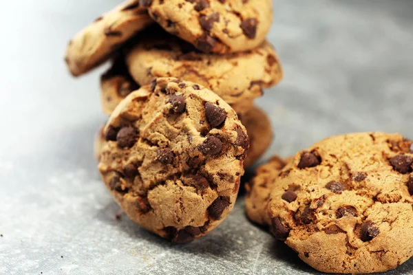 Schokoladenkekse Auf Rustikalem Tisch Chocolate Chip Cookies Erschossen — Stockfoto
