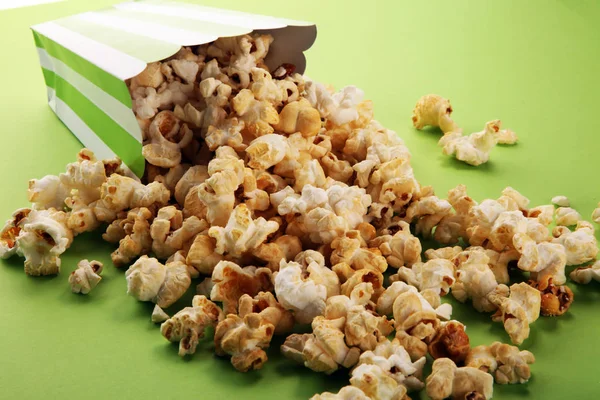 Cinema Concept Popcorn Green White Bag — Stock Photo, Image