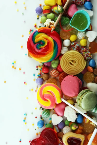 Jöle Şeker Ile Şekerler Renkli Dizi Farklı Childs Tatlılar Muamele — Stok fotoğraf