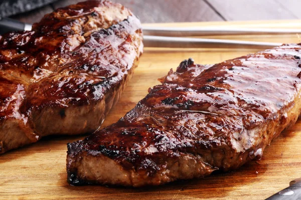 Barbecue Rib Eye Steak Eller Gump Biff Hängmörad Wagyu Entrecôte — Stockfoto