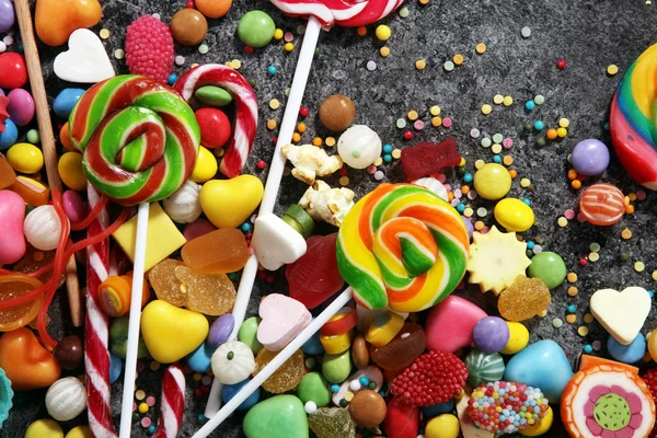 Cukierki Galaretki Cukrem Kolorowy Wachlarz Różnych Childs Słodycze Traktuje — Zdjęcie stockowe