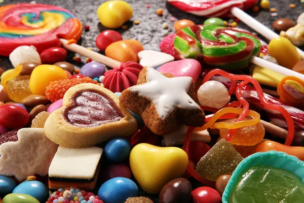 Snoepjes Met Gelei Suiker Kleurrijke Scala Aan Verschillende Childs Snoep — Stockfoto