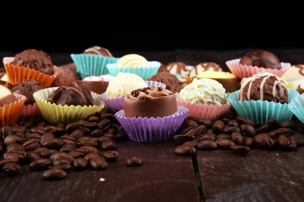 Monte Variedade Pralines Chocolate Doces Belgas Chocolate Gourmet — Fotografia de Stock