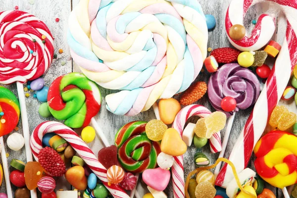 Candies Jelly Sugar Colorful Array Different Childs Sweets Treats — Stock Photo, Image