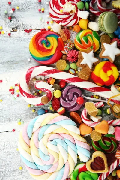 Caramelle Con Gelatina Zucchero Colorata Gamma Diversi Dolci Dolcetti Bambini — Foto Stock