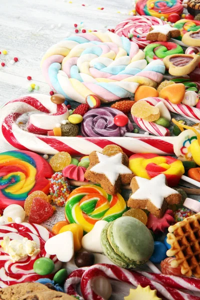 Candies Jelly Sugar Colorful Array Different Childs Sweets Treats — Stock Photo, Image