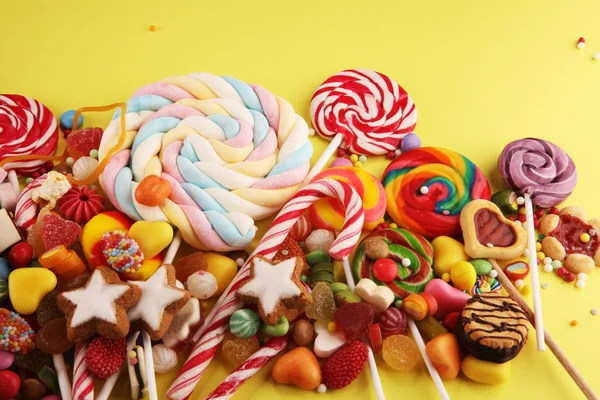 Caramelos Con Jalea Azúcar Colorida Variedad Diferentes Dulces Golosinas Para — Foto de Stock