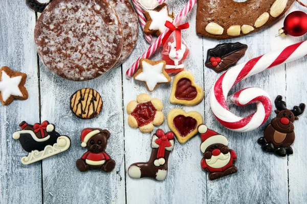 Soubory Cookie Ořechy Perníčky Vánoční Pekárna Concept Vánoční Sušenky — Stock fotografie